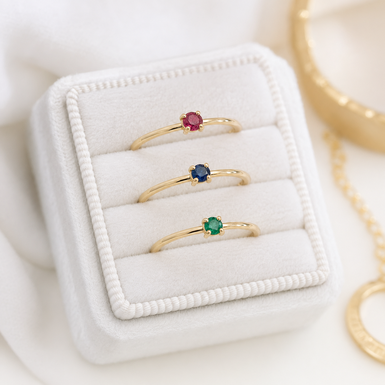 Dainty Birthstone Ring Set