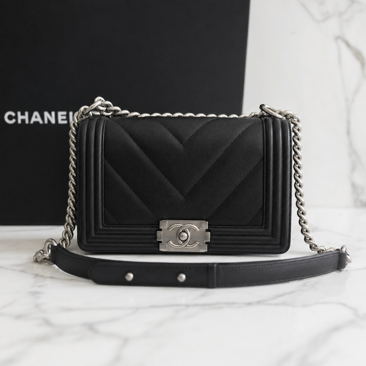 Chanel Boy Bag — Small (Black Calfskin)