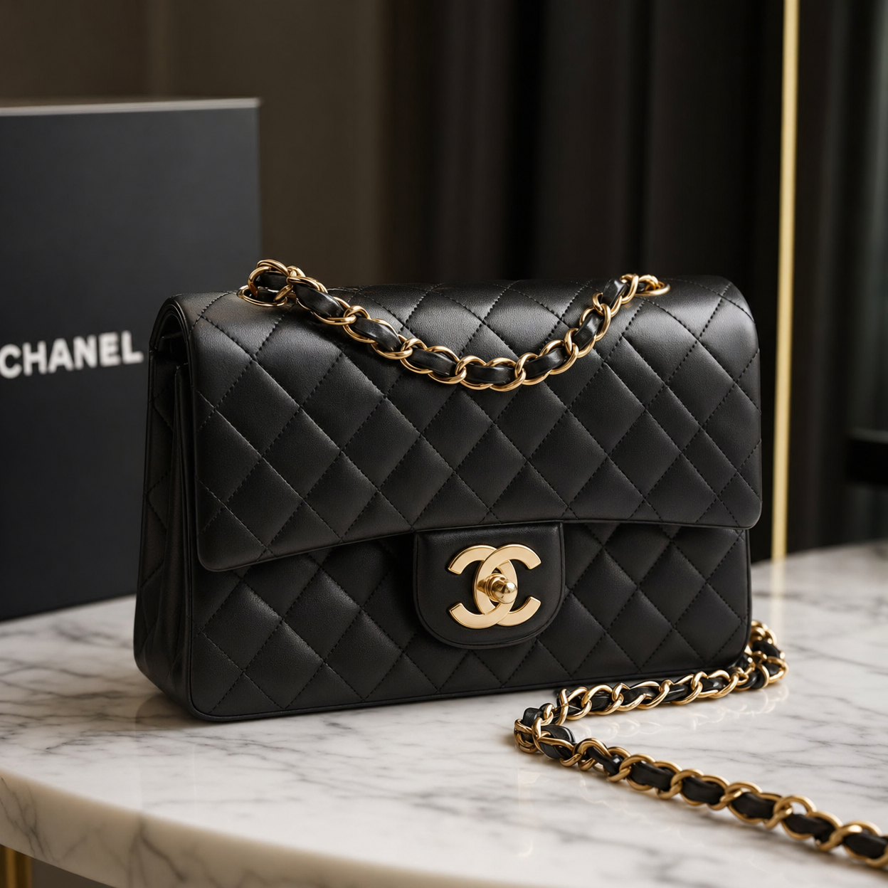 Chanel Classic Flap — Small (Black Lambskin)