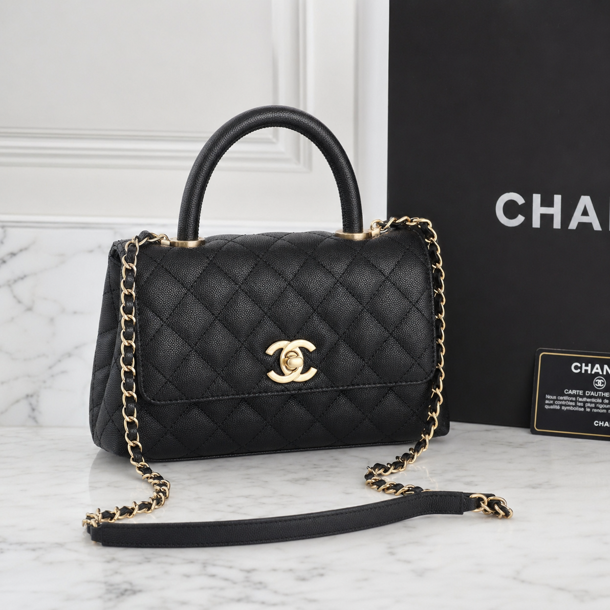 Chanel Coco Handle — Small (Black Grained Calfskin)