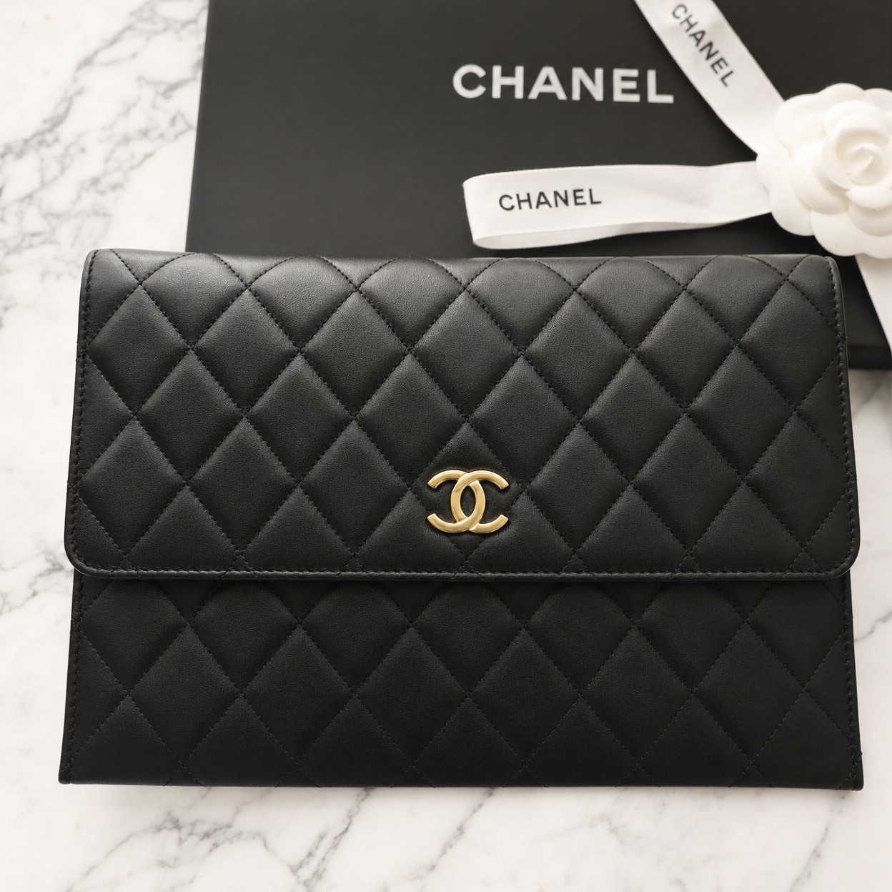 Chanel Timeless Clutch (Black Lambskin)