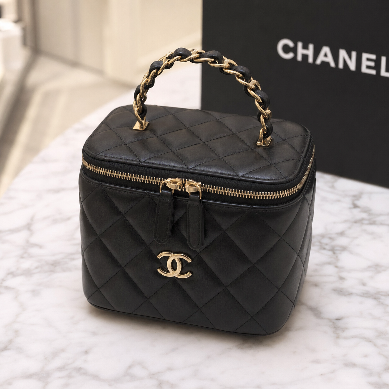 Chanel Vanity Case — Small (Black Lambskin)