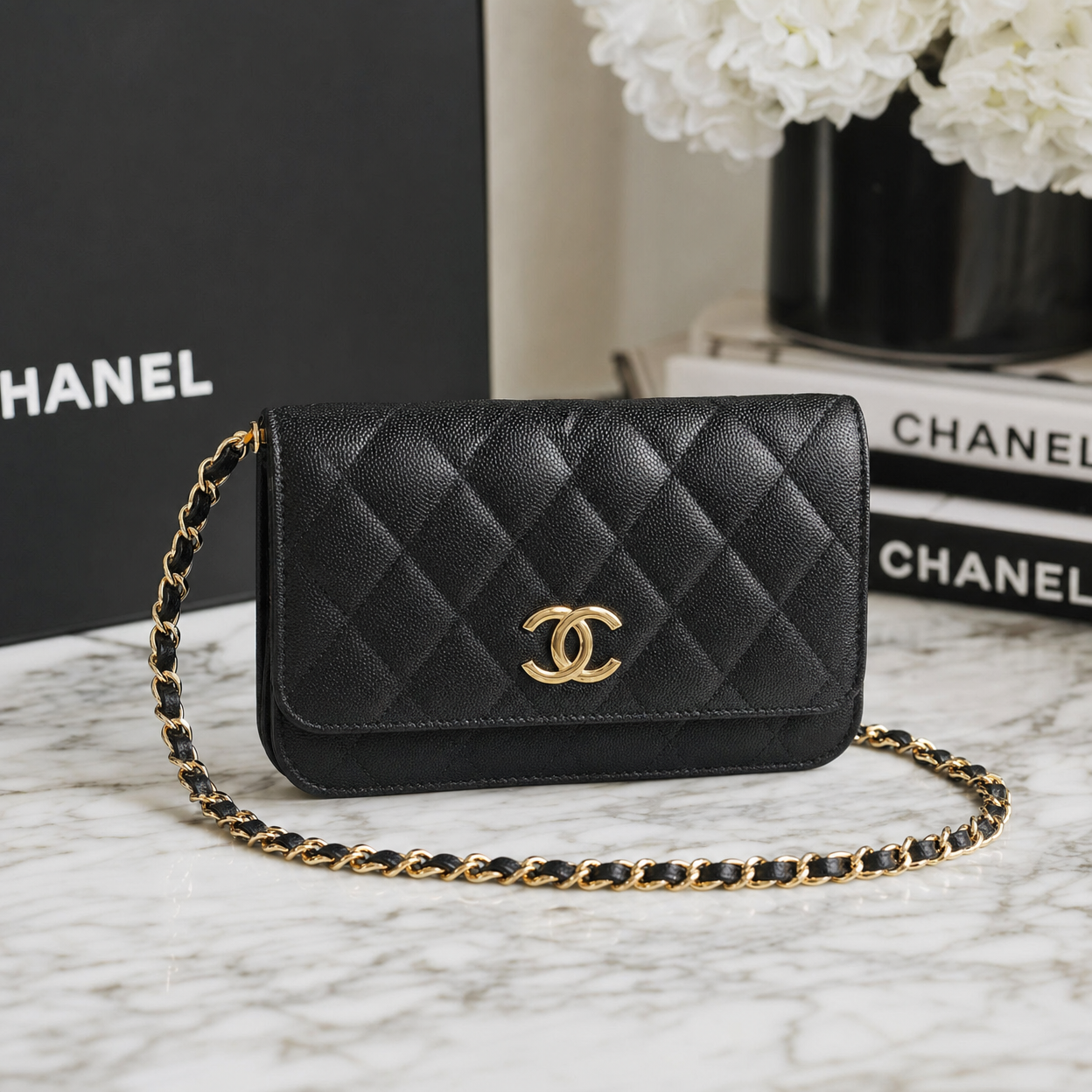 Chanel Wallet on Chain — WOC (Black Caviar)