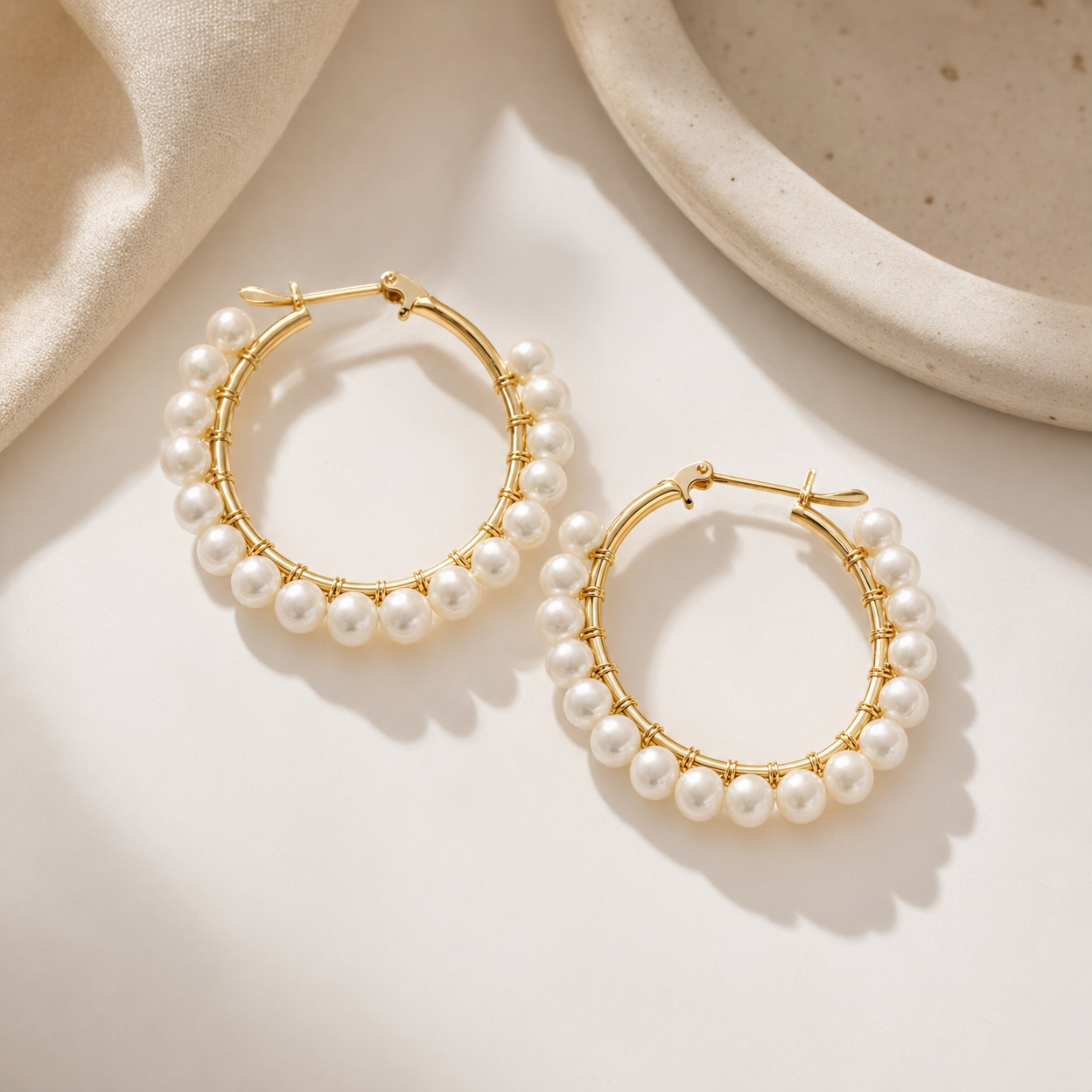 Pearl Hoop Earrings