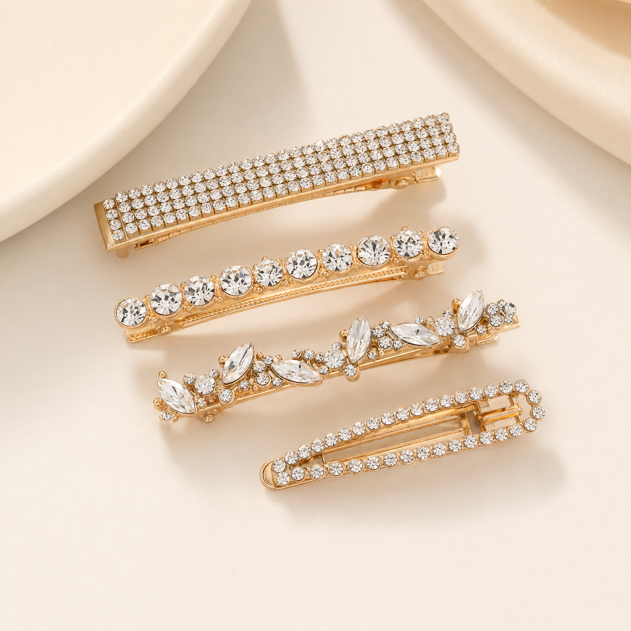 Rhinestone Hair Clips Set