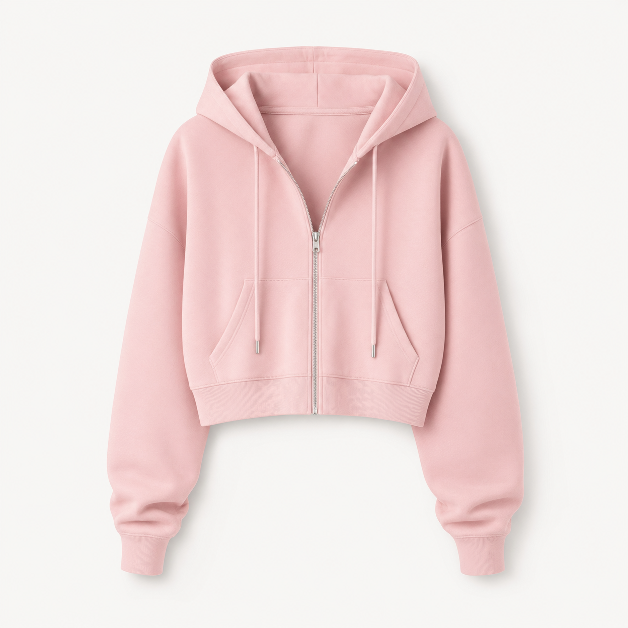 Cropped Zip-Up Hoodie