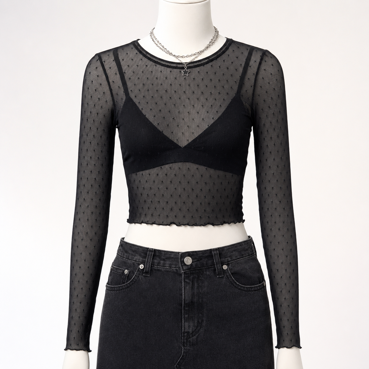 Mesh Long Sleeve Top