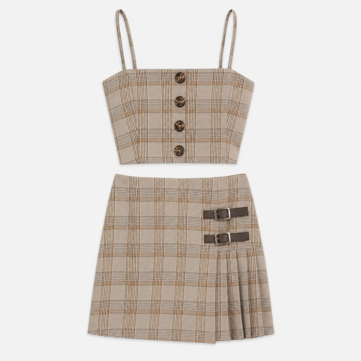 Plaid Mini Skirt Set