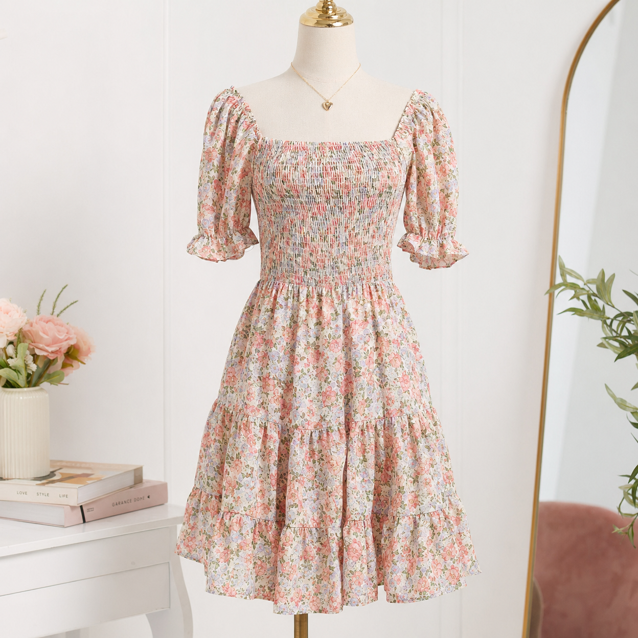 Smocked Floral Dress