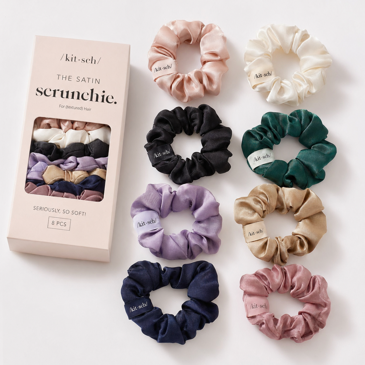 Silk Hair Scrunchie Set (8-Pack)